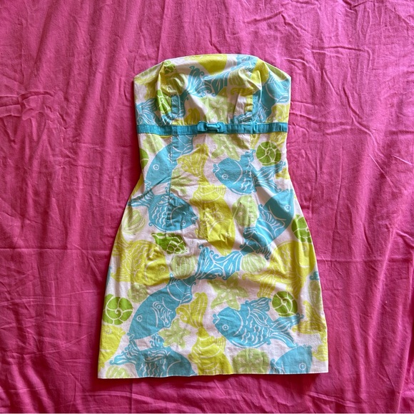 Lilly Pulitzer Dresses & Skirts - Vintage White Tag Lilly Pulitzer, “Clearwater” print strapless dress, size 0